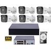 HIKVISION KIT VIDEOSORVEGLIANZA HIKVISION IP POE NVR 8 CANALI 4 TELECAMERE BULLET 2MP HDD