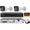 HIKVISION KIT videosorveglianza ip POE Hikvision Nvr 4 canali 4K 2 telecamere 4 MP microfo