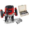 Einhell fresatrice verticale TC-RO 1155 Kit (1100 Watt, Ø 6 e 8 mm, regolazione della velocità, guida parallela, adattatore di aspirazione, incl. accessori e varie frese)