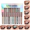 JasCherry 10 Colori Liquido Ombretti Glitter Ombretto Brillantinati Cosmetico Trucco Occhi Ombra Diamante Shimmer Makeup per Labbra e Guancia #1
