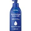 NIVEA Ricco latte per il corpo (625 ml), per 48 ore, lozione con formula 5 in 1 per la pelle secca con siero per la cura profonda, olio di mandorle e vitamina E