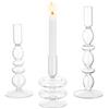 Glasseam Glasseeam Set 3 Portacandele Vetro Trasparenti, Chic e Decorativi Natalizi per Centrotavola