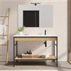 DEGHI Mobile bagno a terra 120 cm nero e rovere con lavabo integrato dx e specchio - Axis