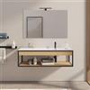 DEGHI Mobile bagno sospeso 120 cm nero e rovere con lavabo integrato dx e specchio - Axis