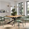 DEGHI Tavolo da pranzo 180x90 cm top effetto rovere gold 38 mm e gambe incrociate in metallo nero - Manty
