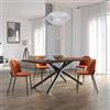 DEGHI Tavolo da pranzo 200x100 cm top effetto rovere deciso 38 mm e gambe incrociate in metallo nero - Arkeo
