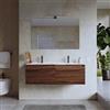 DEGHI Mobile bagno sospeso 120 cm rovere deciso con lavabo doppia vasca e specchio - Koda