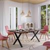 DEGHI Tavolo da pranzo 200x100 cm top effetto rovere deciso 38 mm e gambe a X 8x4 in metallo nero - Luxio
