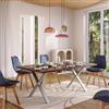 DEGHI Tavolo da pranzo 200x100 cm top effetto rovere deciso 38 mm e gambe a X 8x4 in acciaio cromo - Luxio