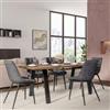DEGHI Tavolo da pranzo 200x100 cm top effetto rovere deciso 38 mm e gambe in metallo nero - Juls