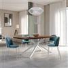 DEGHI Tavolo da pranzo 200x100 cm top effetto rovere deciso 38 mm e gambe incrociate in metallo bianco - Arkeo