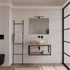 DEGHI Mobile bagno sospeso 70 cm portalavabo nero e rovere con top 3,8 cm e specchio - Axis