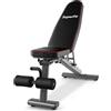GYMAX Panca Pesi Regolabile, Panca Fitness Robusta, con 2 Ruote Incorporate per il Trasporto, Attrezzatura per l'Allenamento Completo del Corpo, Panca Piana e Addominali, Capacità 300 KG