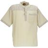 GURU SHOP, Camicia da Pescatore Nepalese, Camicia a Righe Goa Hippie Manica Corta, Lino, Cotone, Dimensione Indumenti:XXXL, Camicie