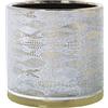 DRW Vaso circolare in ceramica con pesci in bianco e oro 18 x 18 cm