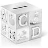 Zilverstad A6016260 - Salvadanaio Cubo, Argento Laccato
