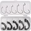 WUDQIJI Set di 50 ganci offset Dropshot acqua salata worm pesca con scatole di plastica in 5 misure per esche in gomma