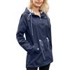EOOXEKFX Giacca A Vento Donna,Giacca Impermeabile con Cappuccio Da Donna, Antivento, Taglie Forti, Leggera, Midi, Completamente Foderata, Trench Da Trekking All'Aperto con Tasche, Soprabito Blu Scuro 5Xl