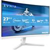 PHILIPS Evnia 27M2C5201L - Monitor gaming curvo FHD da 27 pollici, 180 Hz, 1 ms GtG, FreeSync Prem. (1920x1080, 2x HDMI 2.0, 1x DP 1.4) bianco