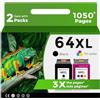 Relcolor 3X Capacità 64XL Cartucce d'inchiostro Nero Colore Combo Pack Ricambio per HP 64 XL 64XL HP64 HP64XL per Envy 7855 7155 7858 7800 7100 6255 6252 6232 7120 7158 7164 7955e Tango Stampante X (2