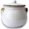 Colì, Pentola Bombata in Terracotta con Coperchio, Pentola Artigianale, Bianco Terre Antiche, Diametro 16 cm