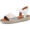 Jana Sandali da donna piatti con chiusura a strappo Vegan, Multicolore (White/Flower), 39 EU