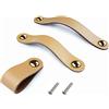 Lyxtiorn 6x tiri del cassetto fatti a mano in pelle comò armadietto manopola manopole maniglia della porta regolabile cucina tiri manopole con viti da 22 mm, distanza del foro: 96 mm-beige