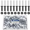 JTAREA 130 Pezzi 4,8 × 20 mm Rivetti Ciechi in Alluminio con Rondella Rivette a Testa Larga Rivetto a Testa Bombata Ribattini Pop (Nero)