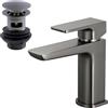 ENKI, Mykonos BT1303 - Rubinetto miscelatore per lavabo con piletta di scarico, colore: nero canna di fucile