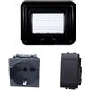 A2ZWORLD Kit Placca Scatola 503 Premontato IP55, 3 Moduli Presa Schuko 10/16A + Interruttore, Compatibile Con Bticino Living, Colore Nero, Placca Stagna Idrobox Incasso Da Esterno