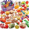 LAUGIGLE 78Pc Cibo Giocattolo da Taglio con Borsa per La Conservazione, Cibo Finto per Cucina da Gioco, Include Frutta e Verdura in Plastica, Giocattoli Finti, Regali per Bambini