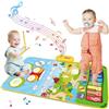 SHAREMI Tappeto Musicale 2 in 1 con Pianoforte e Tamburo Giochi Bambini 1 2 3 4 5 Anni, Sensoriali Giocattolo Educativi Tappeto Gioco con 8 Animali, Regalo Natale Compleanno Bimbo Bambina 1 Anno