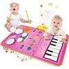 SHAREMI Tappeto Musicale Bambini, 2 in 1 con Pianoforte e Tamburo Giocattoli Montessori Neonato Strumenti Musicale, Tappetino Gioco Regalo compleanno Natale per Ragazze Ragazzi 1 2 3 4 5 Anni