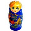 rukauf Hohlama Rossijanotschka Matrioska Matrioska Babushka 11 cm altezza - 5 bambole in legno - diversi motivi - Bambola in legno Матрёшка хохлама Matruschka chohlama (blu)