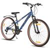 Hiland Mountain Bike da uomo e da donna a 21 velocità, telaio in acciaio ad alta resistenza, freno a V, colore: blu