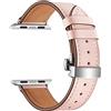 SOLOLUP Cinturino in Pelle per Apple Watch Band 41mm 40mm 38mm，Cinturini Sportivi di Ricambio Cinturino in Vera Pelle per Iwatch Series Ultra 2/Ultra/9 8 7 6 SE 5 4 3 2 1,Silver button pink,38mm/40mm/41mm