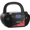 Beatfoxx CDB-1016U BK Boombox con cassetta, lettore CD, radio, Bluetooth e USB - Registratore con ingresso AUX e uscita cuffie - Funzionamento tramite cavo di alimentazione o 6 batterie tipo C -