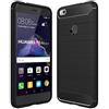 COMPATIBILE Custodia HUAWEI P8 LITE (2017) PRA-LX1 PRA-LX2; PRA-LX1; PRA-LX3 / P9 LITE (2017) Copertura Cover Case Slim Gel Silicone matte carbon Morbida TPU + Pellicola Vetro TEMPERATO (nero)
