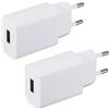 ZLONXUN 2 pezzi Caricabatterie USB 5V/2A Alimentatore Caricatore USB Presa Spinotto 10W Compatibile con Cuffie,Smartphone,Orologio intelligente,Lettori elettronici,tablet,Luce a LED