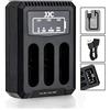 JJC, Caricabatterie USB triplo per fotocamere digitali Ricoh GRIII WG-6, Olympus Tough TG-6, TG-5, TG-4, TG-3, TG-2, TG-1, Stylus X-Z2 iHS, SP-100, per batteria Ricoh DB-110 e Olympus LI-90B