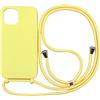wentdzSW Cover Compatible con iPhone 12 Pro Max(6.7) - Cordino per Custodia con Collana Case Opaca Antiurto con Laccio/con Cordino TPU Corda Silicone Case -Giallo