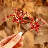 IYOU Fermacapelli Sposa Cristalli Pezzo per Capelli Fiore Rosso Accessori per Capelli Nuziali Brillante Strass Barocco Fermagli Damigelle per Donne(Confezione da 2)