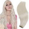 RUNATURE Extension Capelli Veri Tessitura Sew in Extension Colore 800 Bianco Biondo Extension Matassa Capelli Veri Human Hair Bundles 22 Pollici/55cm 100g