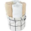 HOME ZEN HOUSEHOLD LINEN set 4 lavette asciugamani bagno 30x30 da bagno per neonato viso con cestino (quadri tortora)