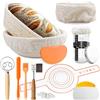 Pgtc Kit Completo Pasta Madre, Set Cottura 10 Ovale E 9 Tondo Con Rivestimento | Incl. Fascia Pane Silic., Vasetto Lievito, Mixer, Pennello Silic., Martello, Raschietti Ciotola E Metallo, Set Raschietti Pas