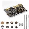 BetterJonny Set di 24 Bottoni Automatici in Ottone Φ17 mm Rame Metallo Bronzo Con Attrezzi di Fissaggio Kit per Pelle Jeans Giacca Portafoglio Borsetta