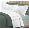 Riad Arredo Set Completo Letto 100% Cotone Percalle Italiano - Set Lenzuola Morbido Delicato Made in Italy (Goccia Verde, Matrimoniale)