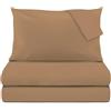 KASANOVA Set lenzuola matrimoniale in raso di cotone 100% - completo letto 4 Pezzi, morbido e traspirante, effetto seta (Marrone)