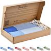 Tadussi ® Fouta XXL - Telo mare per sauna, set da 2 pezzi, ideale come asciugamano per hammam, sauna, per uomo e donna, grande, 100 x 200 - 100% cotone, colore blu navy e azzurro