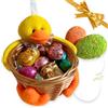 NARAMAKI Idea Regalo Festa della Mamma 2025 - Cestino Rattan Pasquale 17 cm + 200gr Ovetti di Cioccolato Gusti Assortiti + Uova Decorative Pasquali - Regalo Pasqua